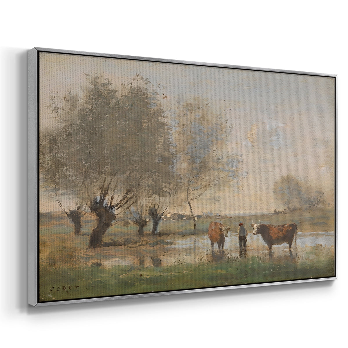Cows in a Marshy Landscape, c. 1873-1874 - Floater Framed Canvas Print