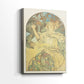 Side view of a canvas art print of a decorative poster with elegant lines and soft tones, showing gallery-wrapped depth.
