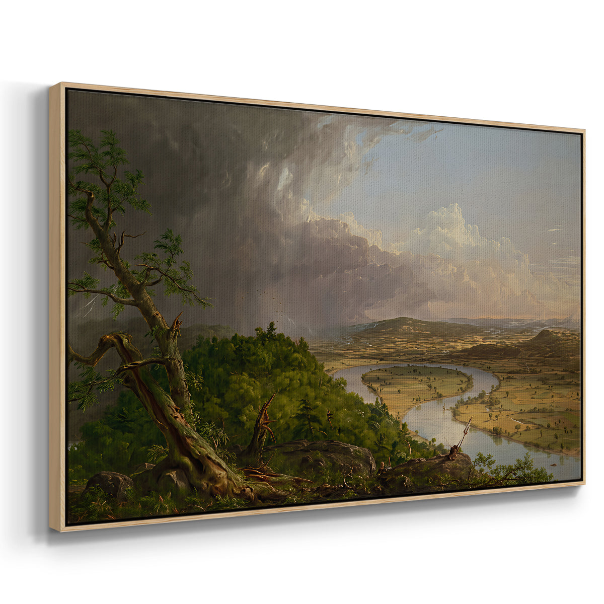 View from Mount Holyoke, Northampton, Massachusetts, after a Thunderstorm (Oxbow), 1836 - Floater Framed Canvas Print