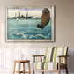 Impressionist naval seascape with the Kearsarge by Édouard Manet in an ornate champagne frame displayed in a light-toned interior setting.