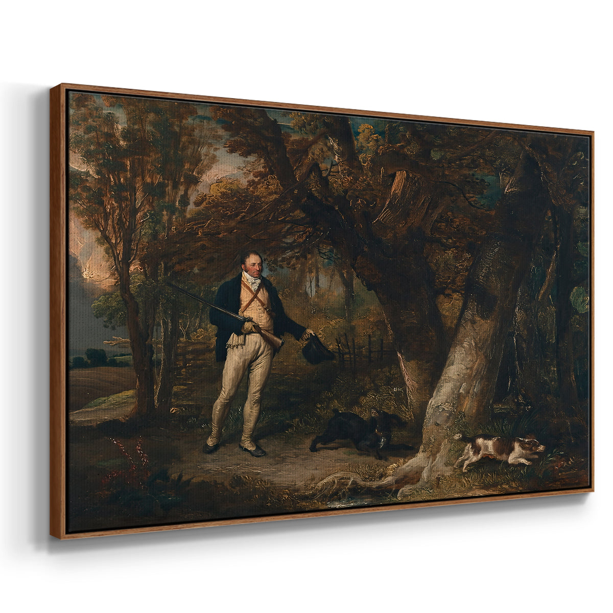 The Reverend Thomas Levett and Favourite Dogs, Cock-Shooting, 1811 - Floater Framed Canvas Print