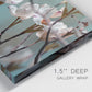 Close-up view of wrapped canvas corner featuring dogwood blossoms in spring photograph.