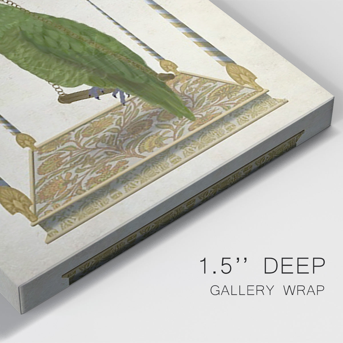 Green Parrot on Swing - Canvas Art Print