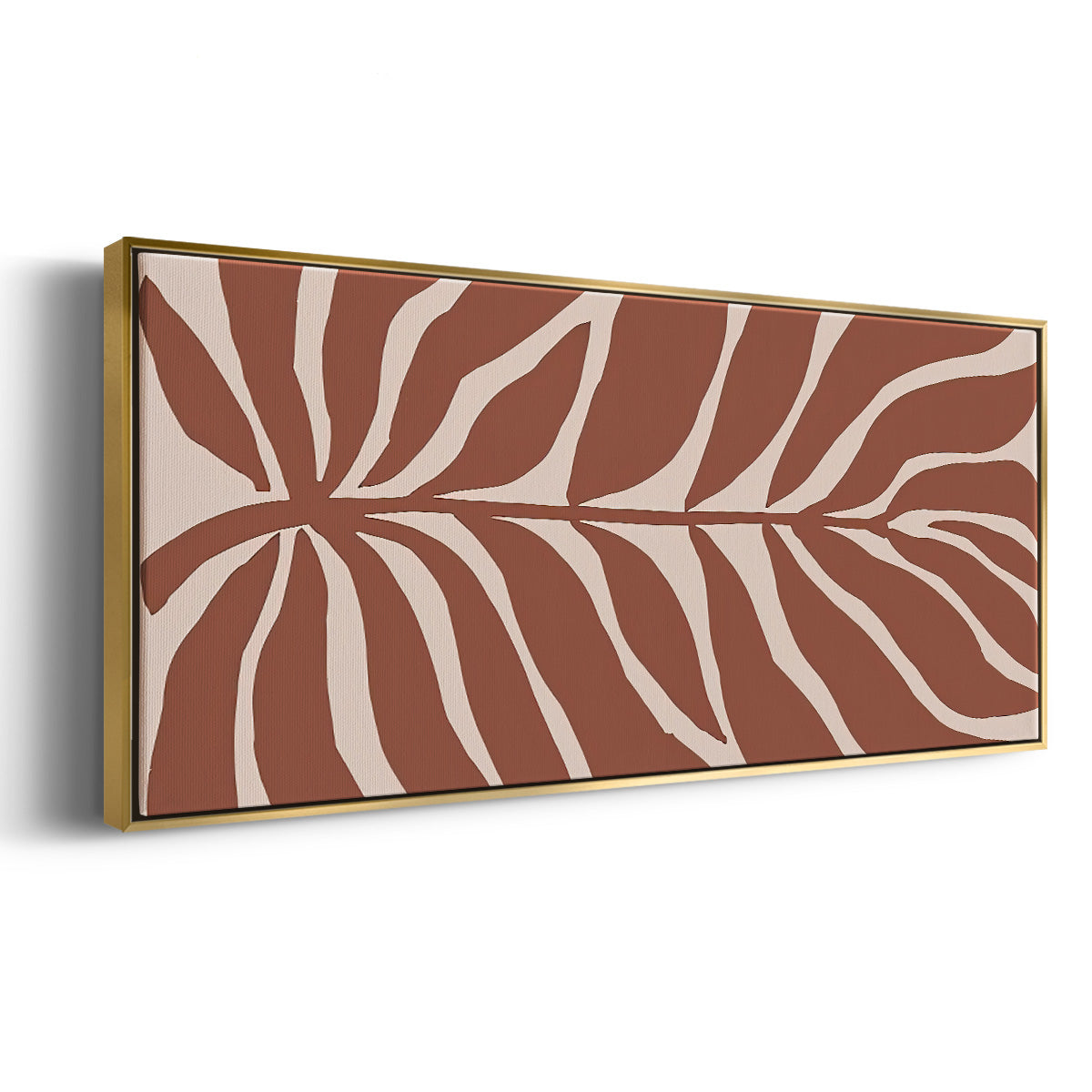 Terra Cotta Block Palms I - Floater Framed Canvas Print