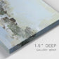 Close-up view of wrapped canvas corner featuring minimal abstract summer landscape.