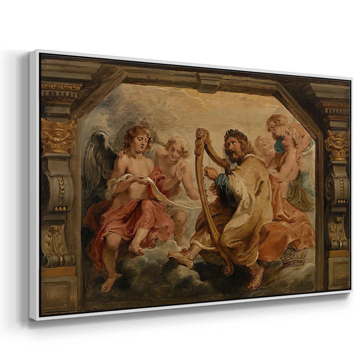 King David Playing the Harp, c. 1627-1628 - Floater Framed Canvas Print