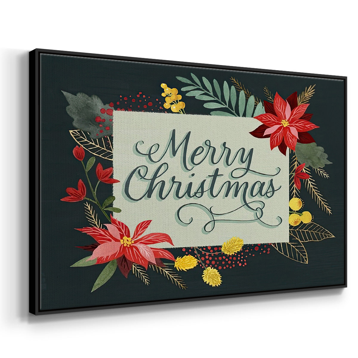 Bright Christmas Night Collection A - Framed Gallery Wrapped Canvas in Floating Frame