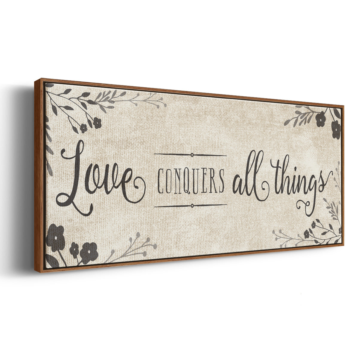 Love Conquers - Floater Framed Canvas Print