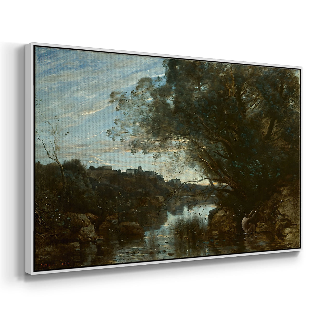 Souvenir of the Environs of Lake Nemi, 1865 - Floater Framed Canvas Print