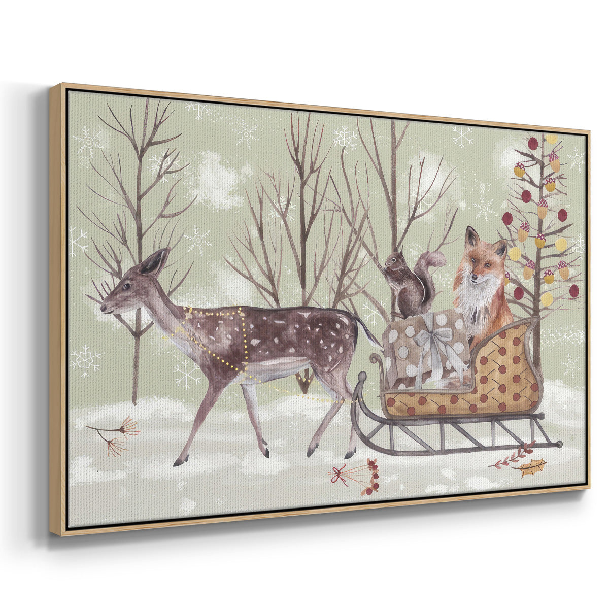 Christmas Time Collection A - Framed Gallery Wrapped Canvas in Floating Frame