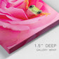 Close-up view of wrapped canvas corner featuring animal photography with floral elements.