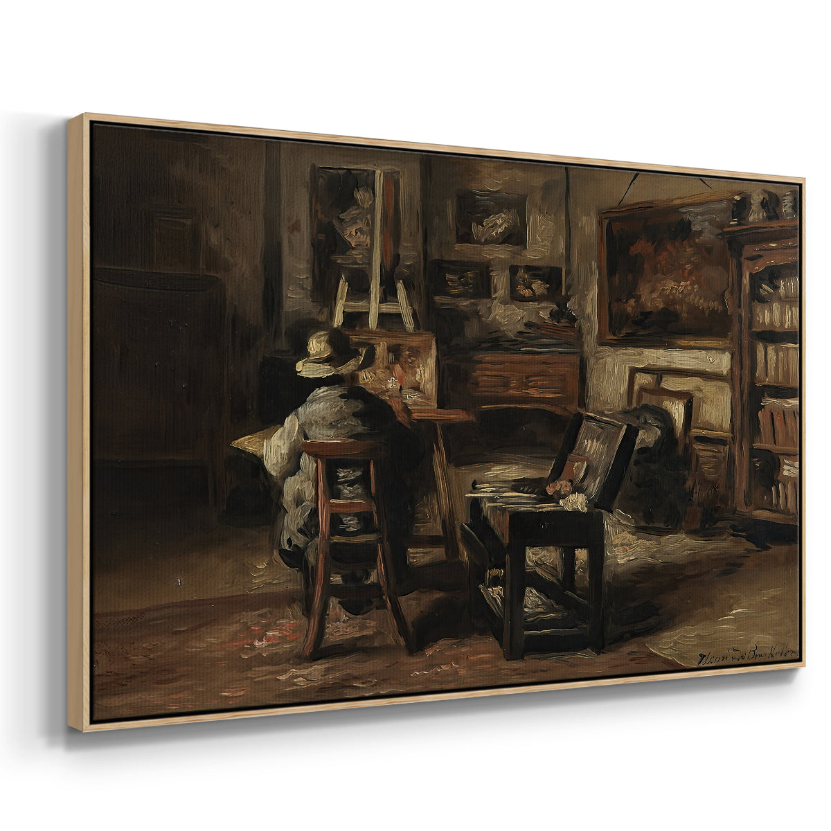 The Studio of Ferdinand De Braekeleer I, Father of the Painter, c. 1873-1885 - Floater Framed Canvas Print