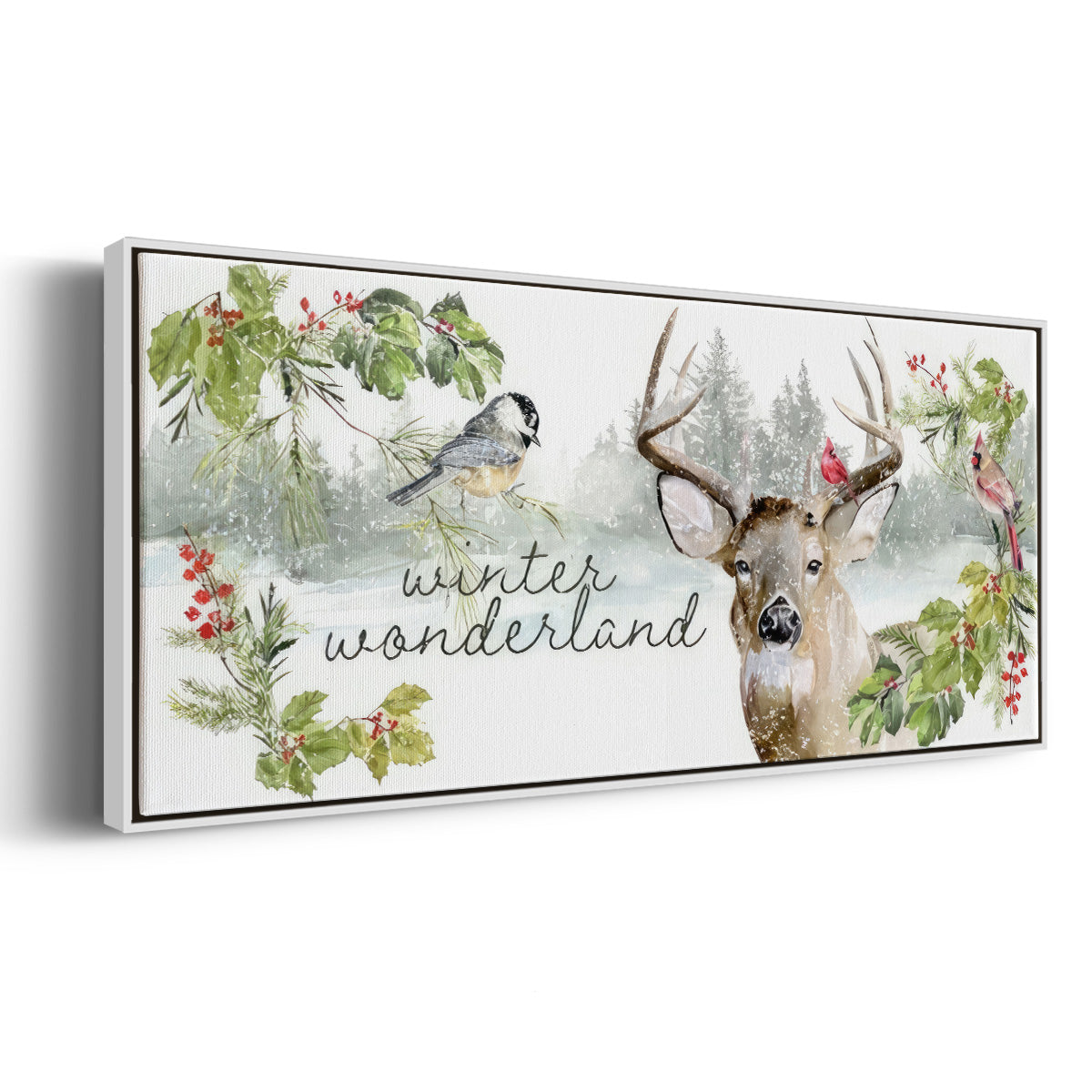Reindeer Woods - Floater Framed Canvas Print