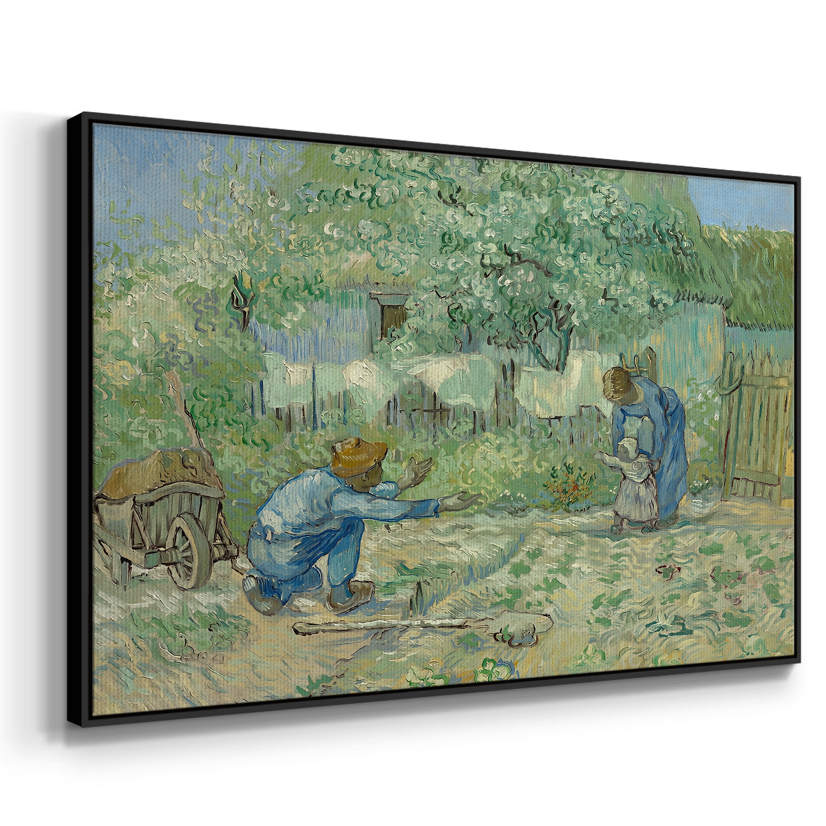 First Steps after Millet, 1890 - Floater Framed Canvas Print