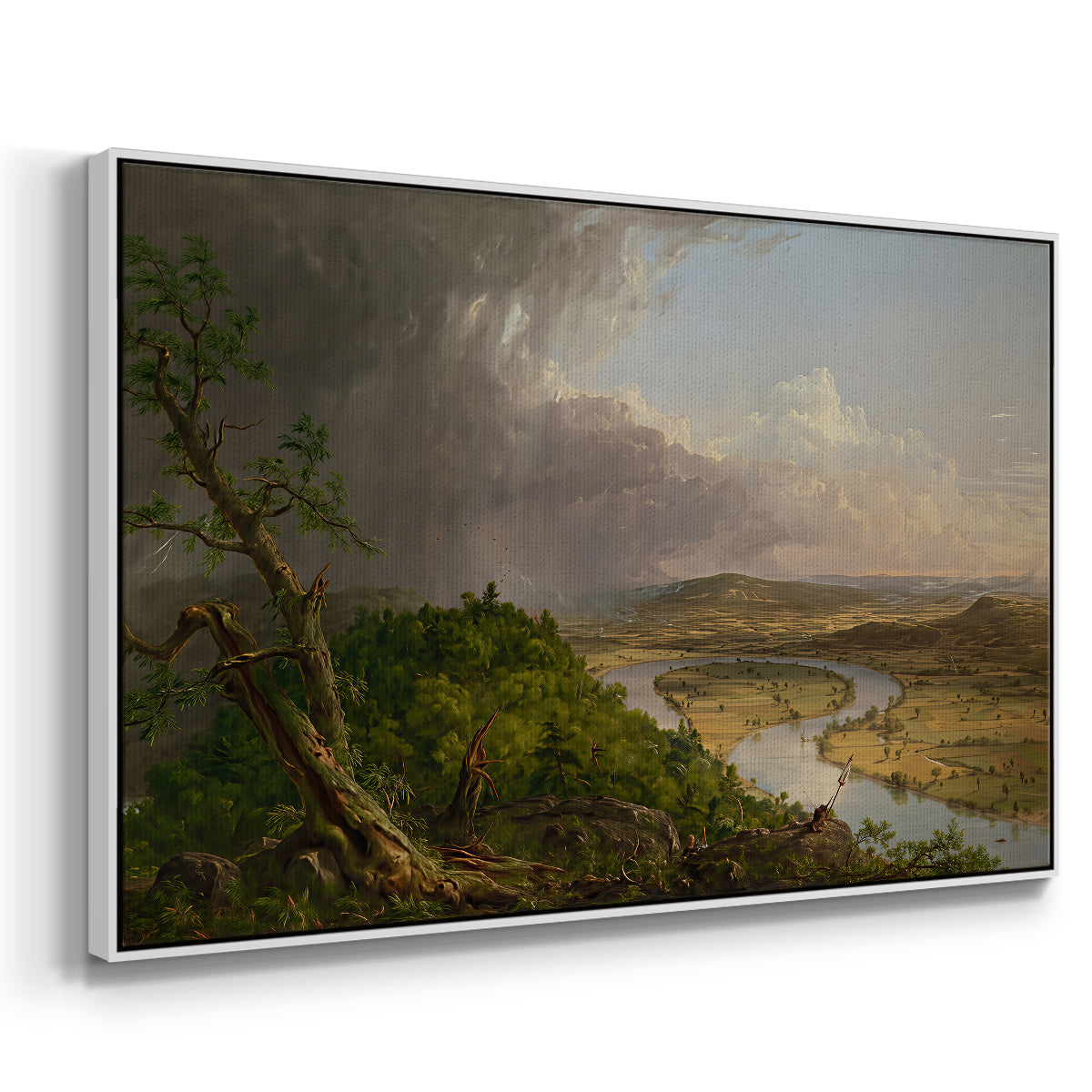 View from Mount Holyoke, Northampton, Massachusetts, after a Thunderstorm (Oxbow), 1836 - Floater Framed Canvas Print