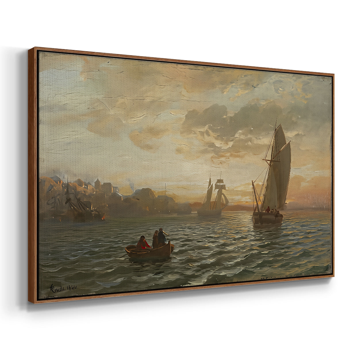 View from the Oslofjord, 1866 - Floater Framed Canvas Print
