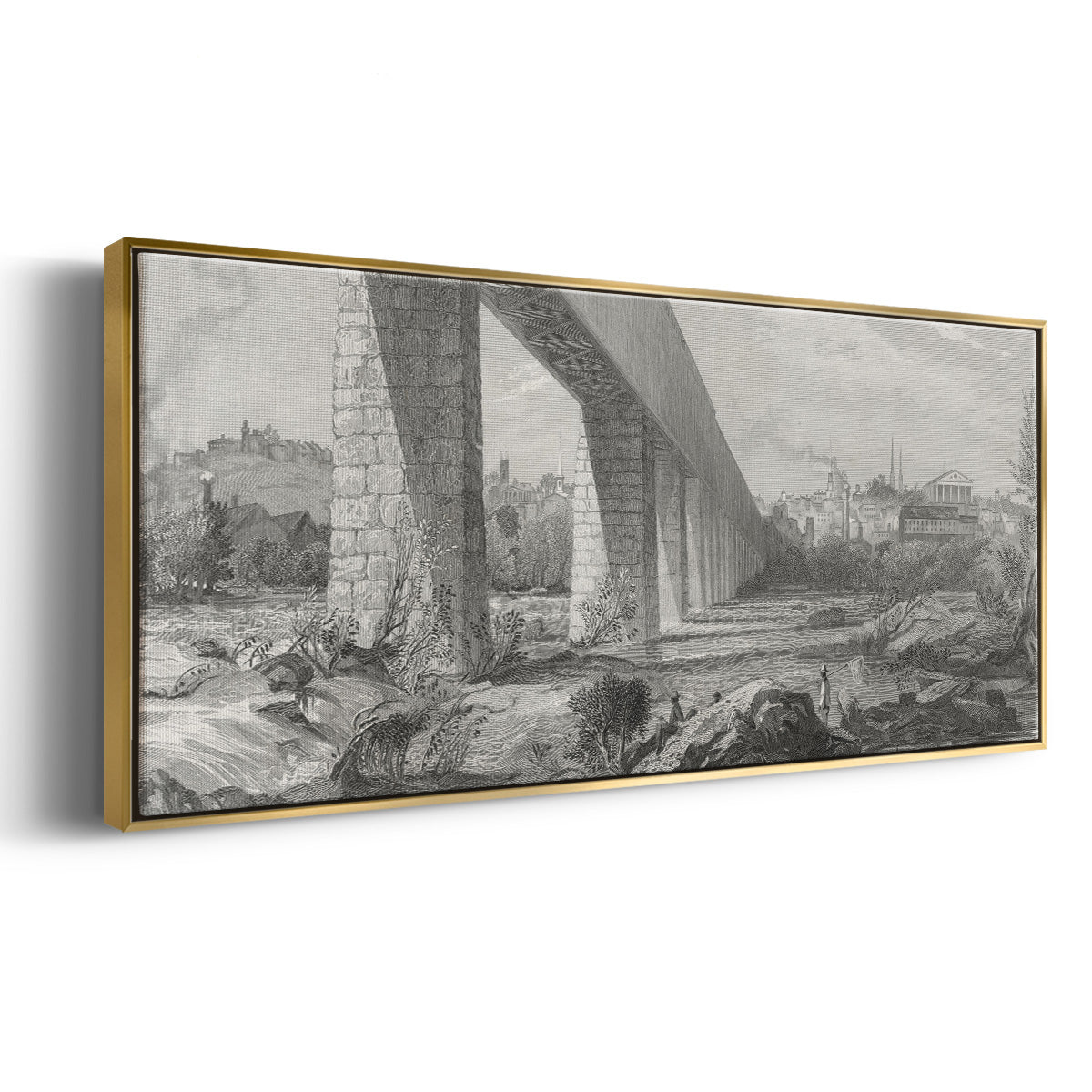 Richmond from the James - Floater Framed Canvas Print