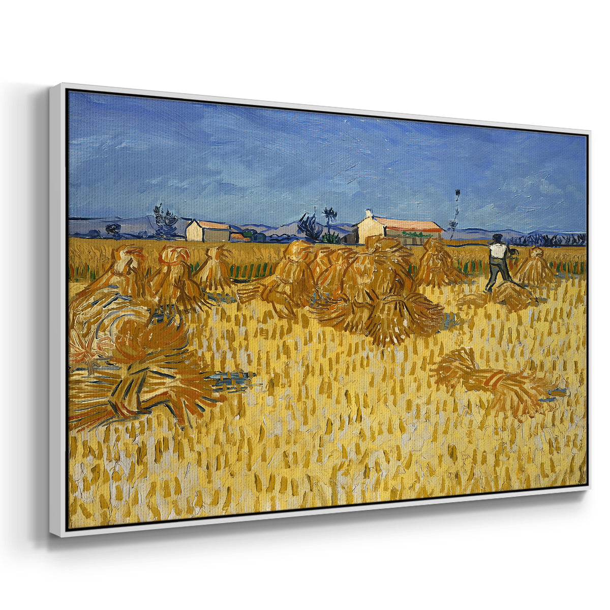 Wheat Field with Sheaves (Harvest in Provence), 1888 - Floater Framed Canvas Print