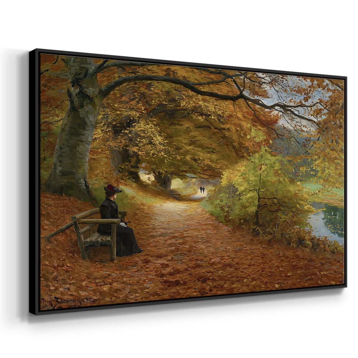 A Wooded Path in Autumn, 1902 - Floater Framed Canvas Print