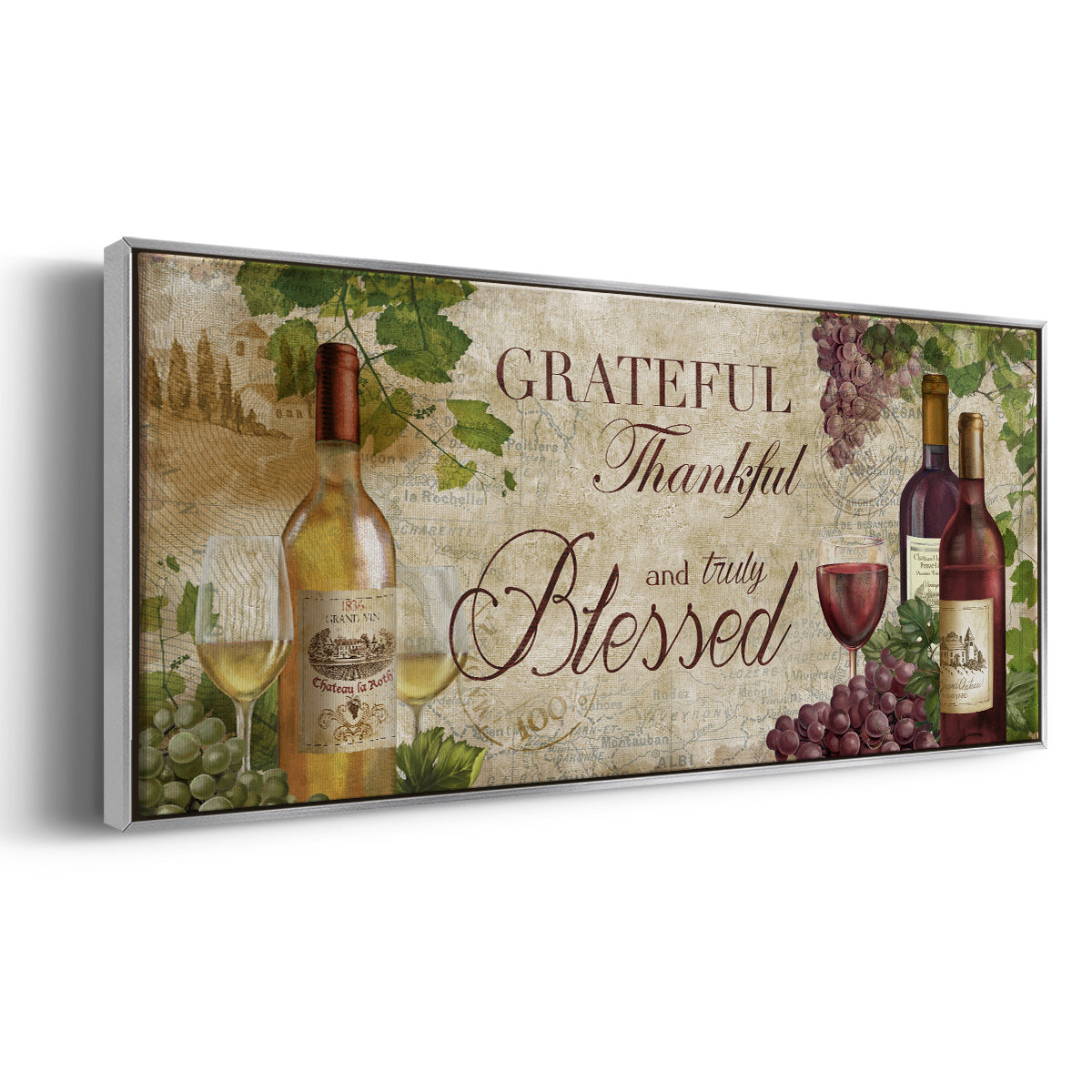 Grateful Wine - Floater Framed Canvas Print