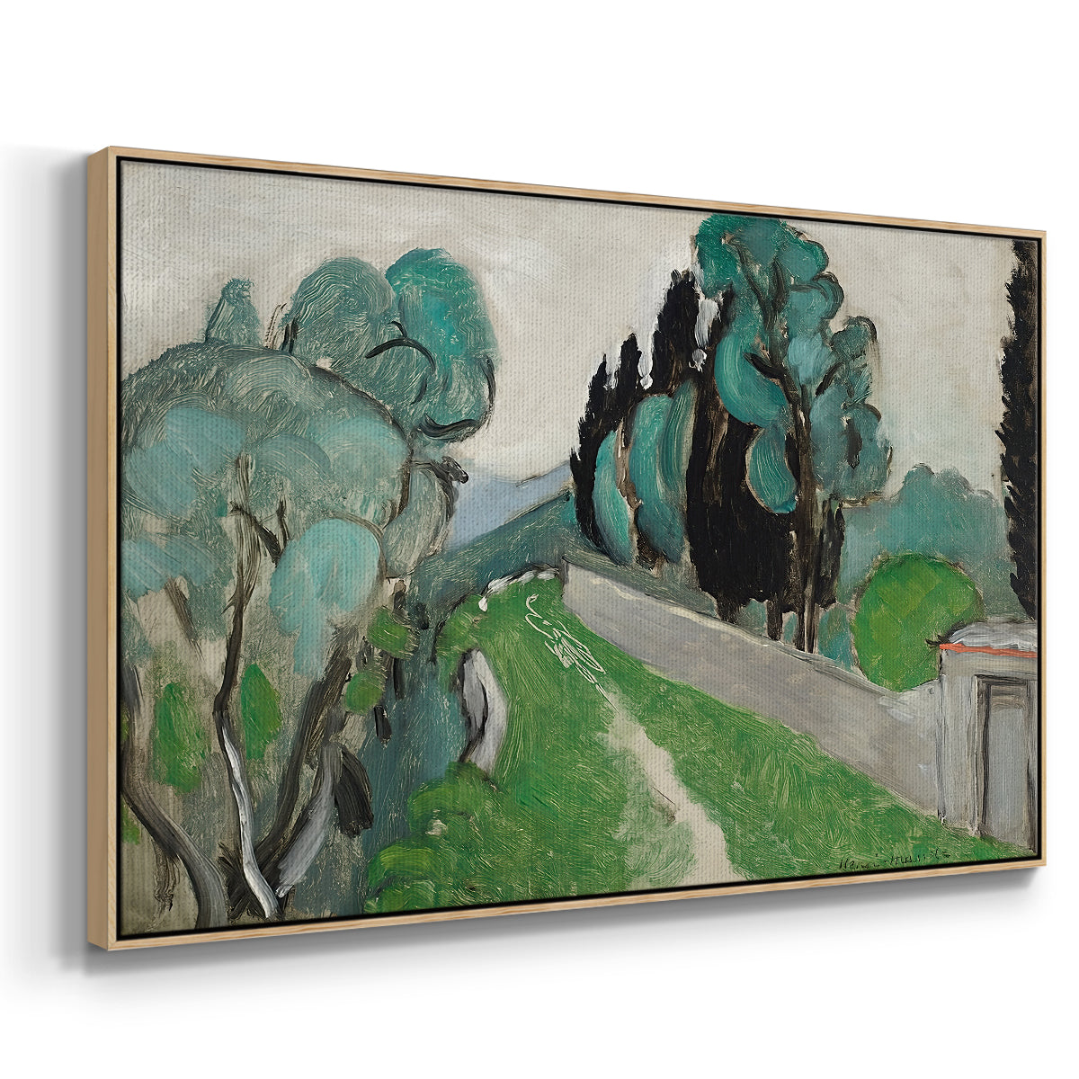 Landscape with Cypresses and Olive Trees near Nice, c. 1918 - Floater Framed Canvas Print