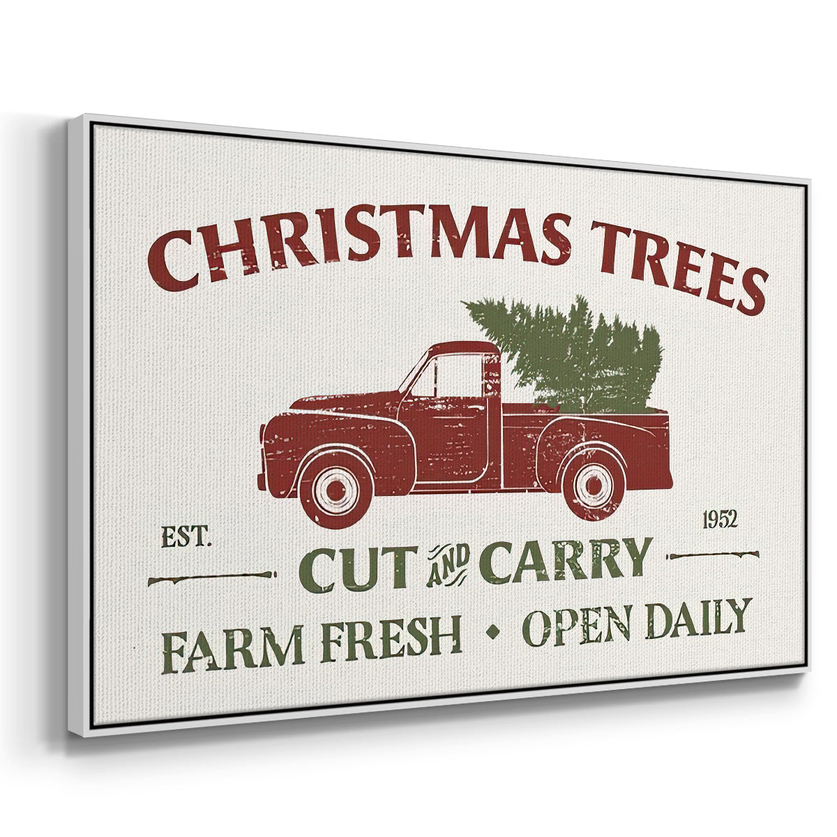 Christmas Farm Sign Collection A - Framed Gallery Wrapped Canvas in Floating Frame