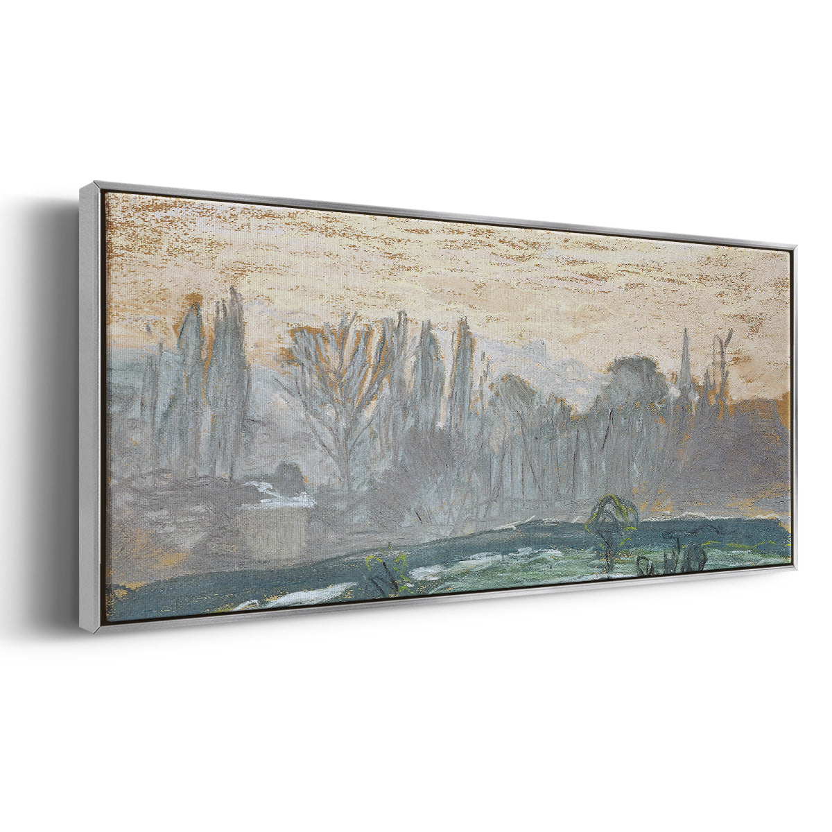 Winter Landscape with Evening Sky, 1870 - Floater Framed Canvas Print