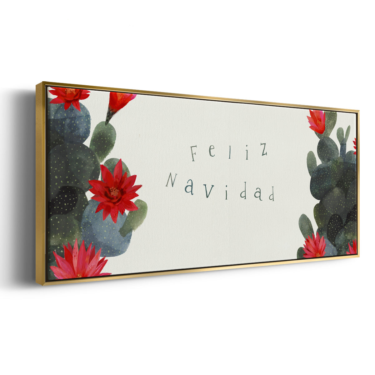 Flowering Christmas Cactus Collection D - Floater Framed Canvas Print