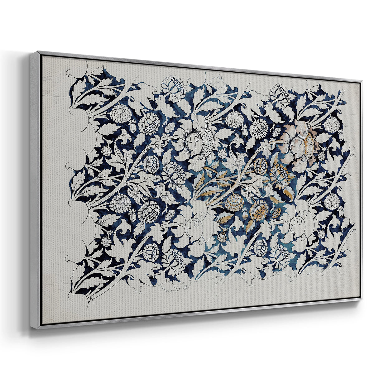 Watercolour for Printed Fabric Design: Wey, c. 1882-1883 - Floater Framed Canvas Print