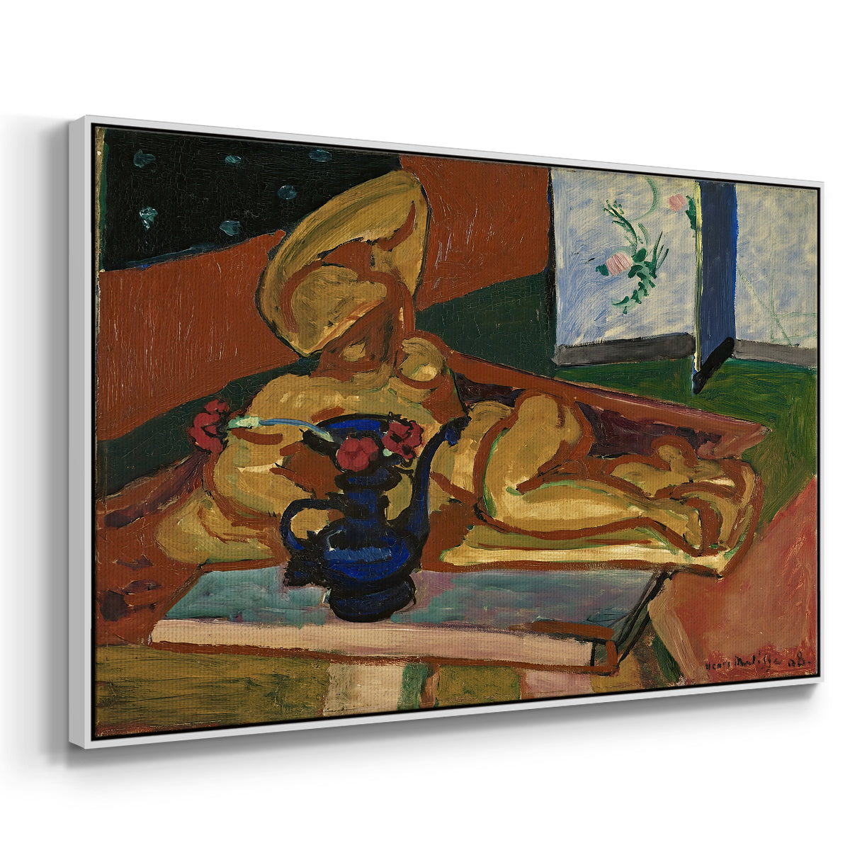 Sculpture and Persian Vase (The Bronze Figure), 1908 - Floater Framed Canvas Print