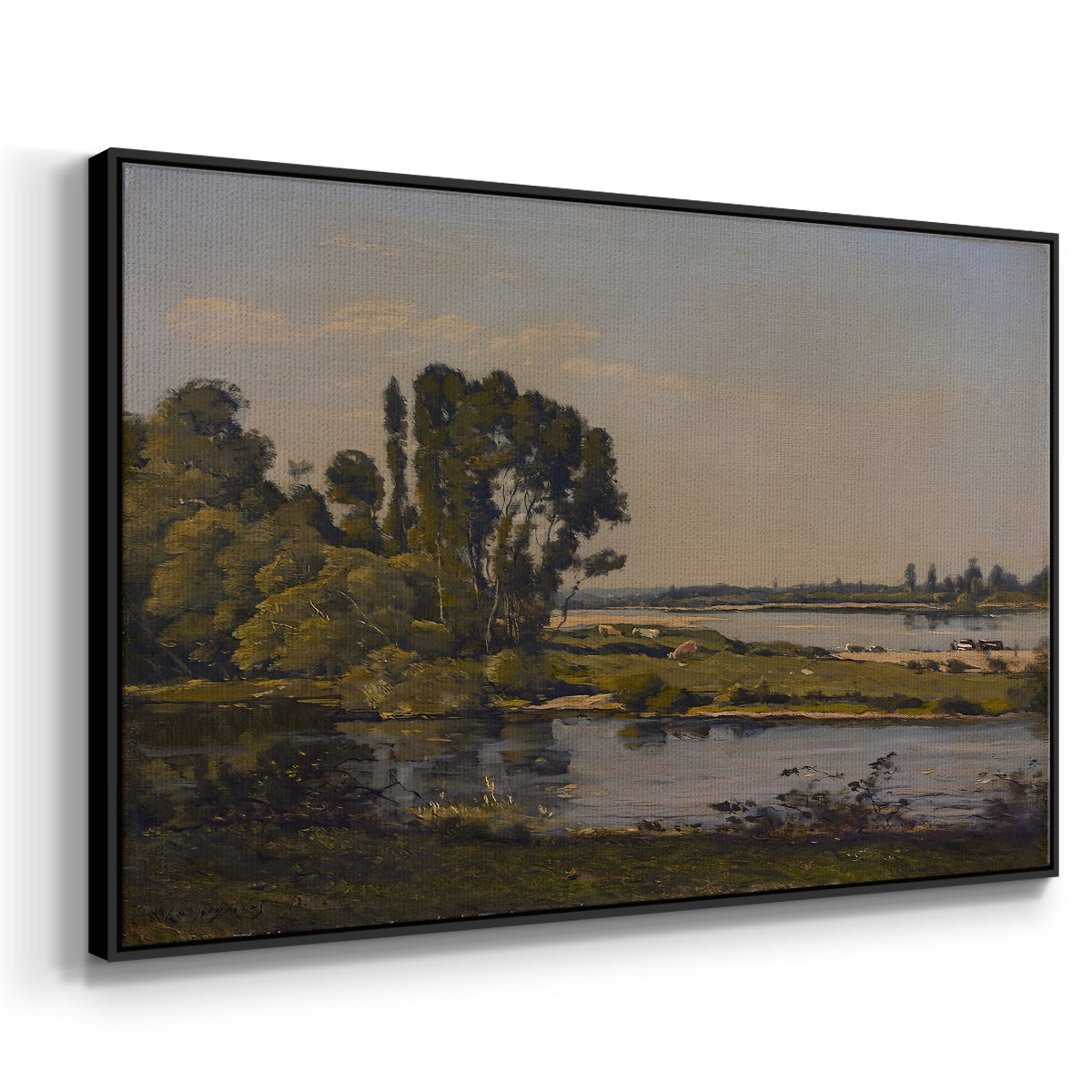 Landscape with a River, 1892 - Floater Framed Canvas Print