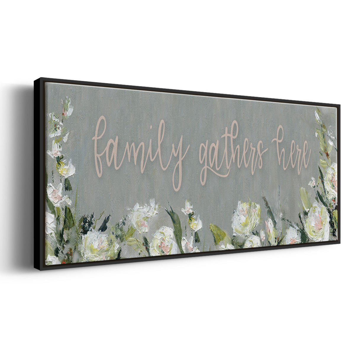 Family Gathers - Floater Framed Canvas Print