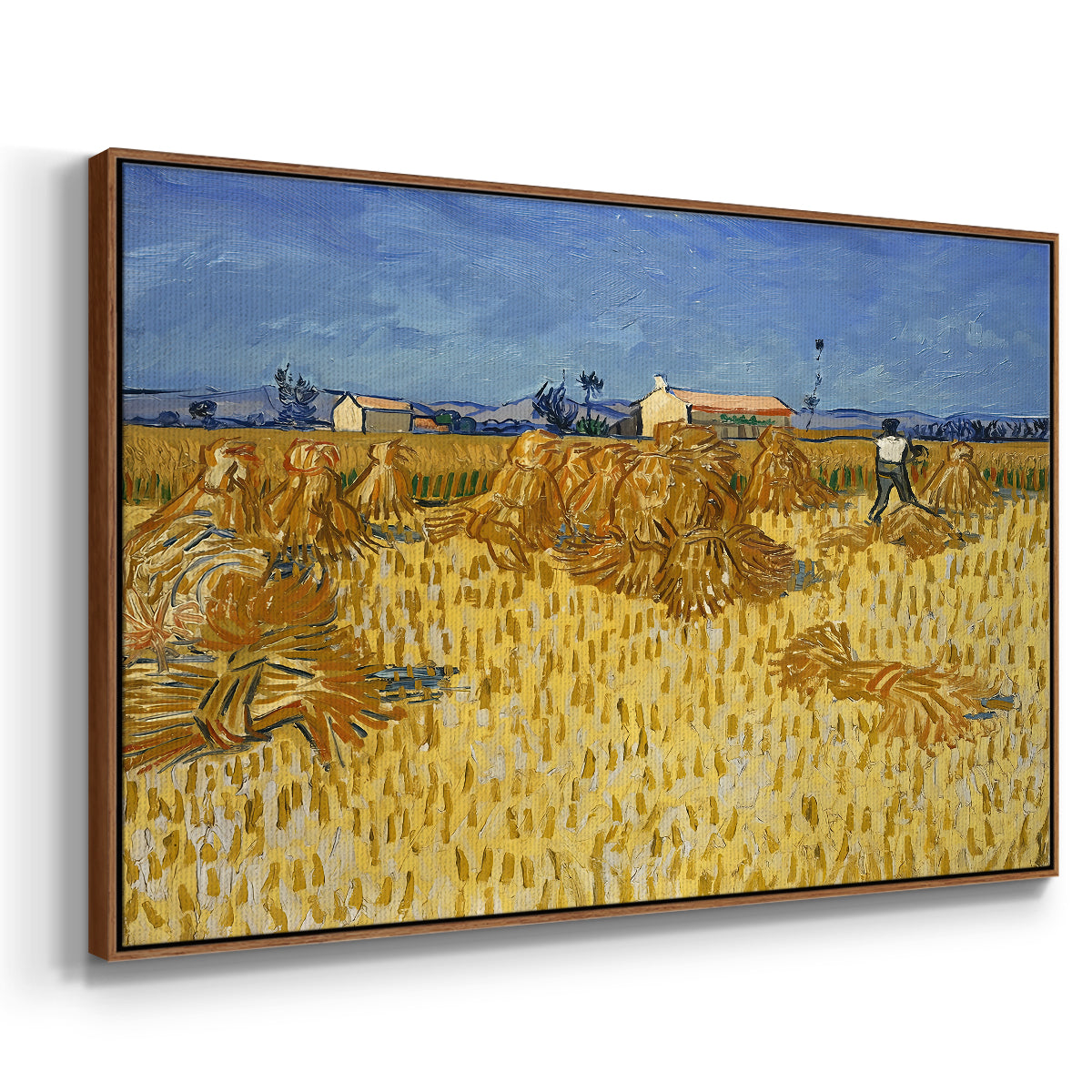 Wheat Field with Sheaves (Harvest in Provence), 1888 - Floater Framed Canvas Print