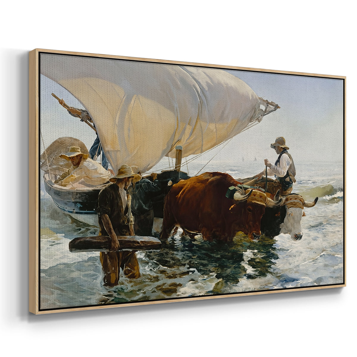 The Return from Fishing: Hauling the Boat, 1894 - Floater Framed Canvas Print