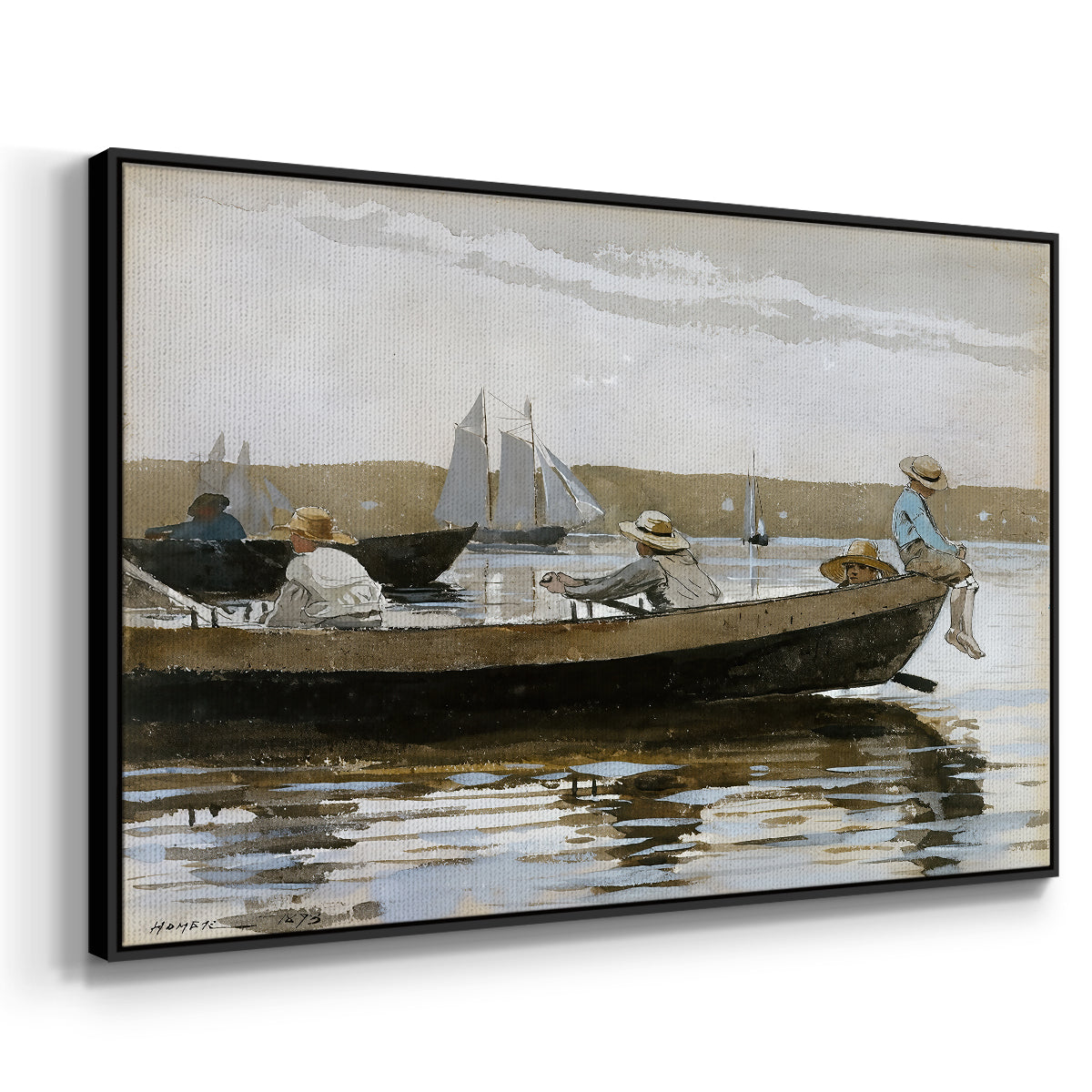 Boys in a Dory, 1873 - Floater Framed Canvas Print