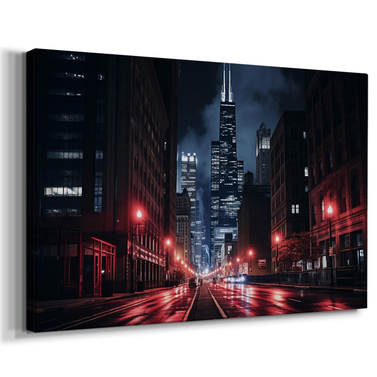 Chicago at Night II - Gallery Wrapped Canvas