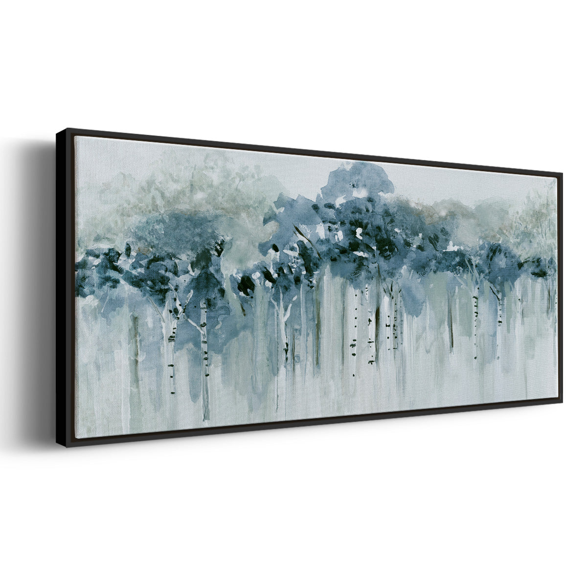 Blue Birch Morning - Floater Framed Canvas Print