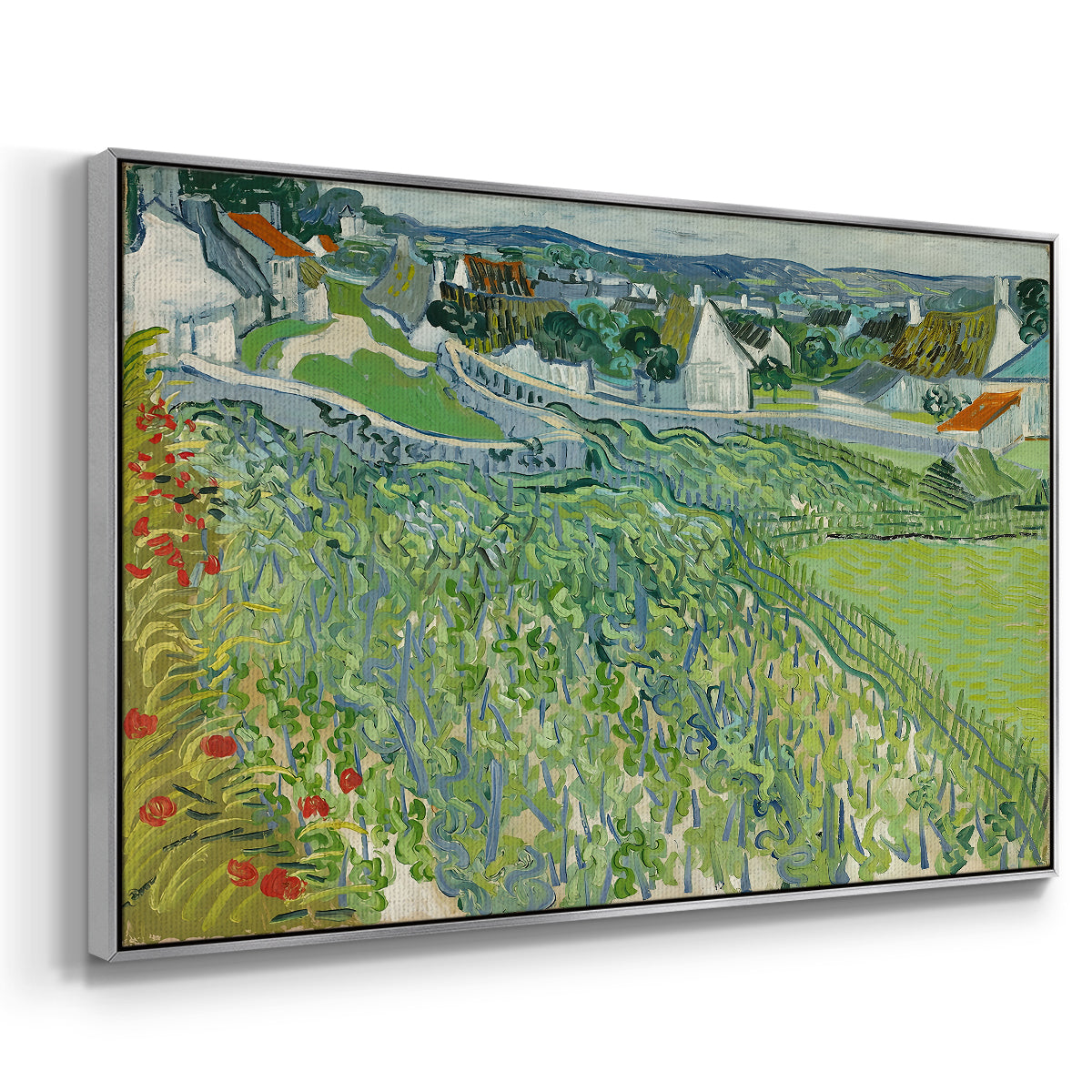 Vineyards at Auvers, 1890 - Floater Framed Canvas Print