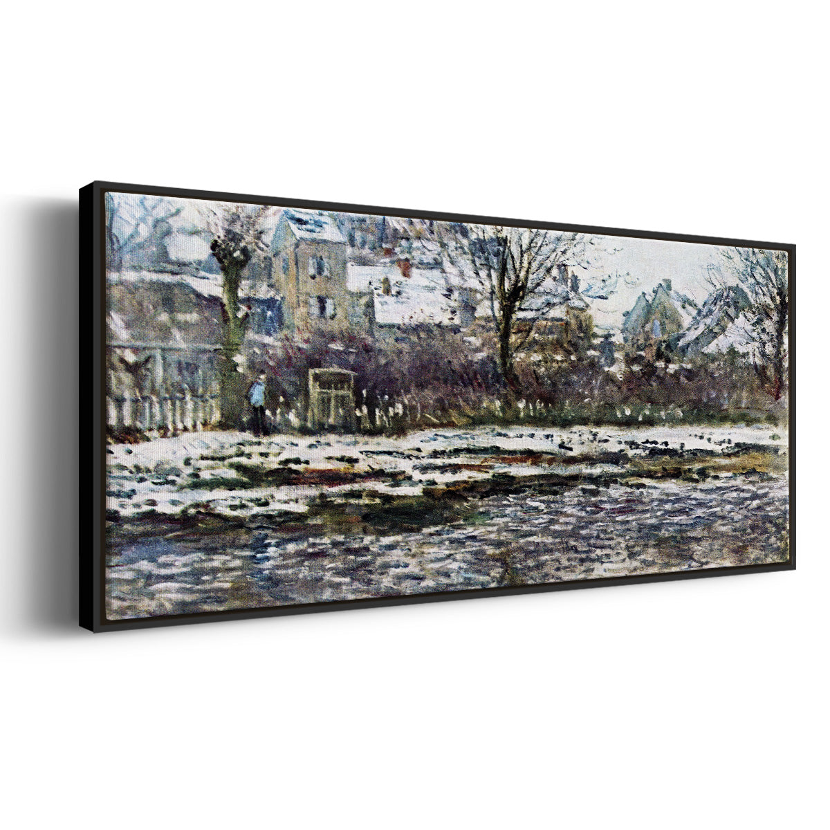 Snow in Vétheuil - Floater Framed Canvas Print