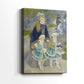 Side view of a canvas art print of a gentle outdoor scene with figures in a park-like setting, showing gallery-wrapped depth.