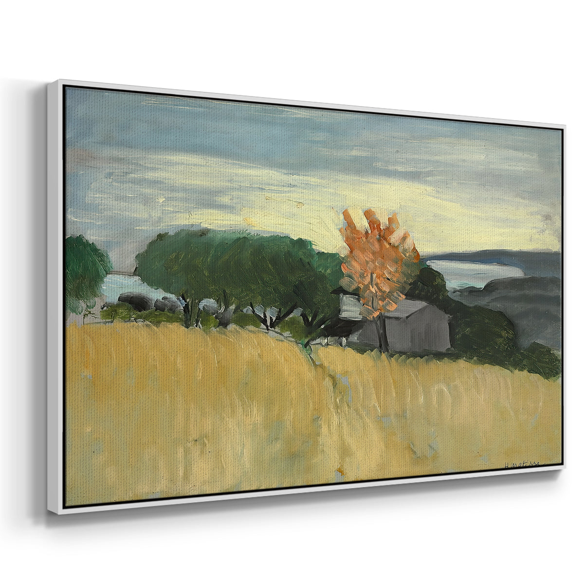Fields of Wheat in Cagnes, 1918 - Floater Framed Canvas Print