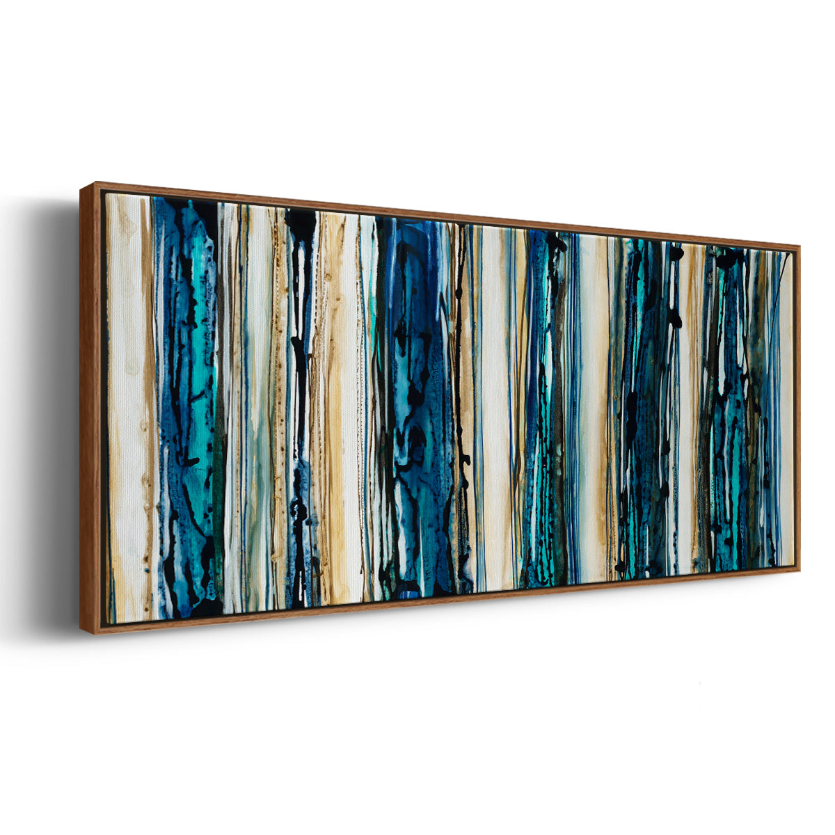 Blue Streaks - Floater Framed Canvas Print