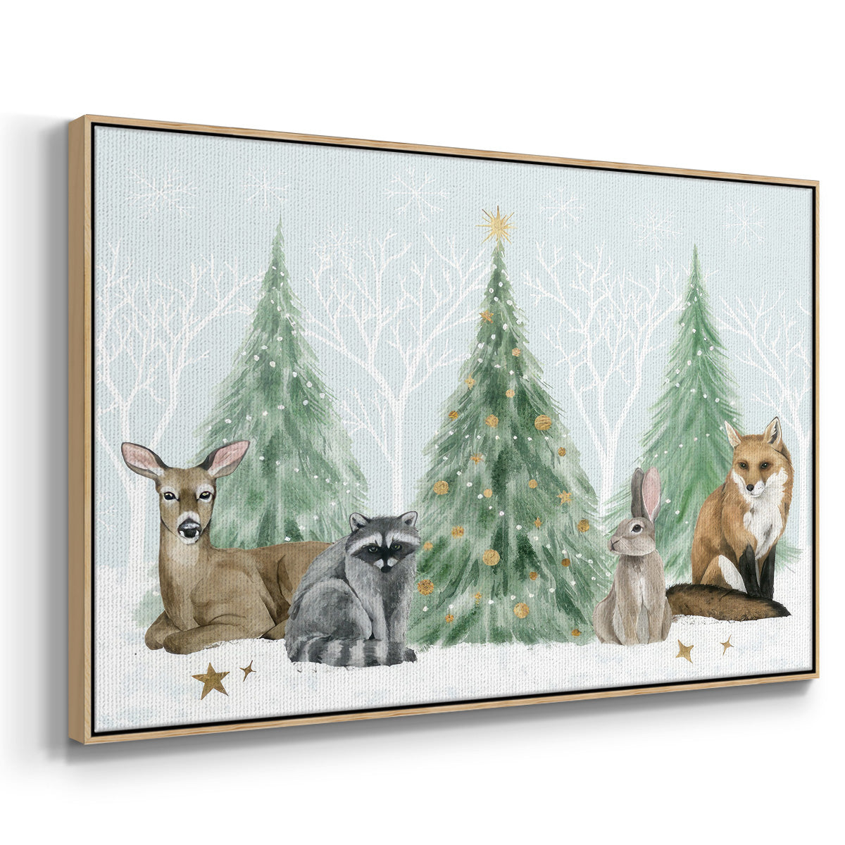 Christmas in the Forest Collection A - Framed Gallery Wrapped Canvas in Floating Frame