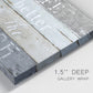 Close-up view of wrapped canvas corner featuring beach themed typography design.