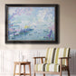 Impressionist industrial harbor scene by Paul Signac in an ornate black frame with gilded inner detail displayed in a light-toned interior setting.