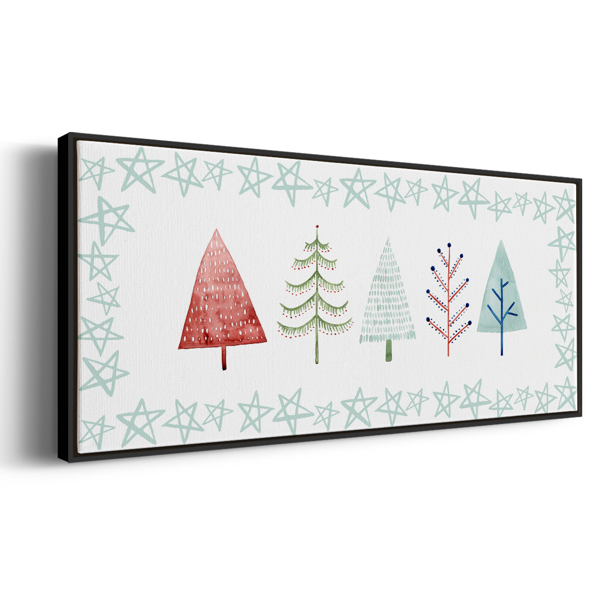 Christmas Tree Whimsy Collection C - Floater Framed Canvas Print