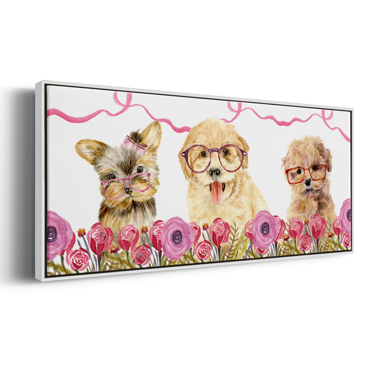 Puppy Valentine Collection D - Floater Framed Canvas Print