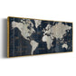 Old World Map Blue - Floater Framed Canvas Print