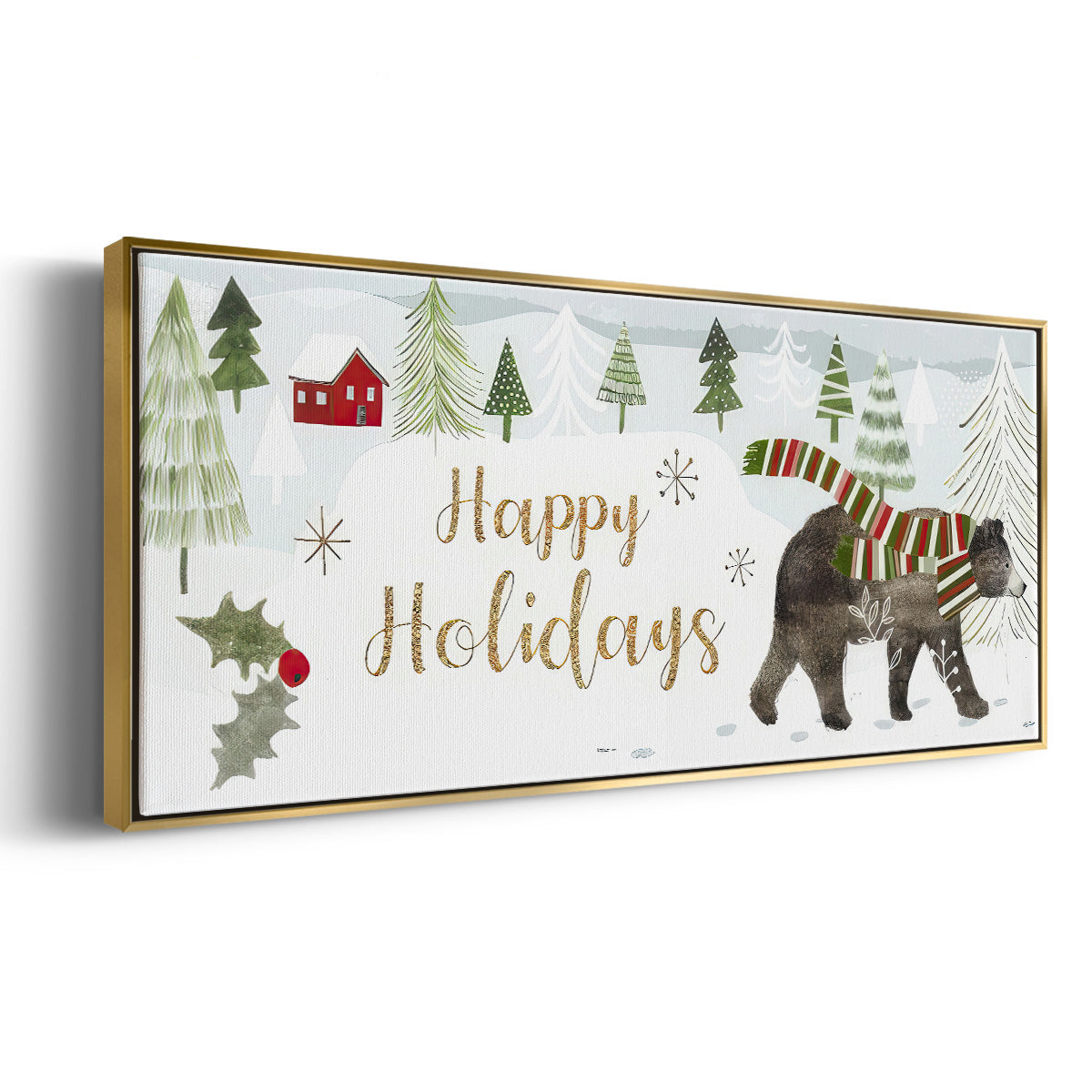 Woodland Christmas Collection D - Floater Framed Canvas Print