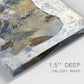 Close-up view of wrapped canvas corner featuring farm animal portrait in rustic setting.